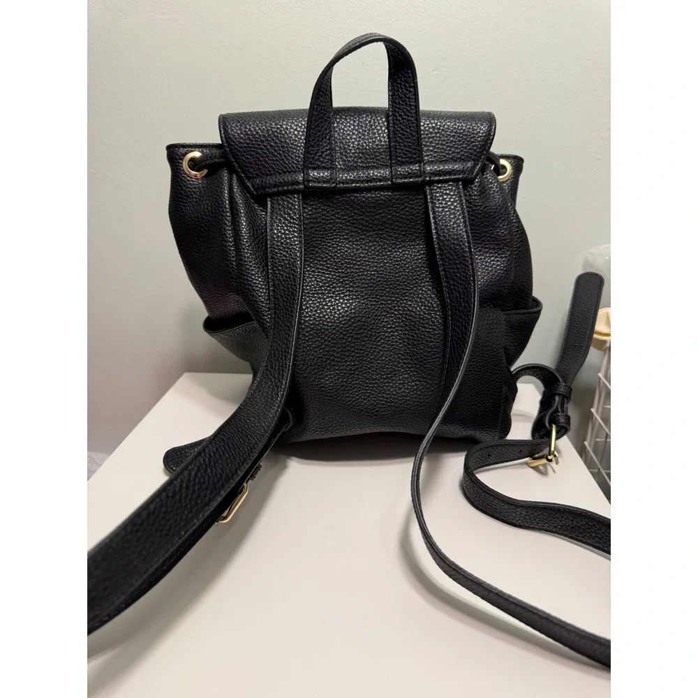 Steve Madden Mini Backpack Women Small Black Pebbled Faux Leather Gold Hardware